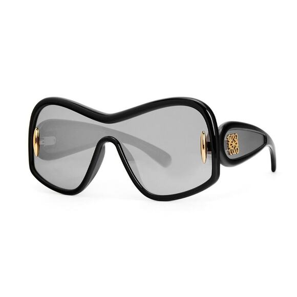 New! LOEWE LW40131I 01C Square Mask Sunglasses, Black, Authentic - Picture 1 of 14